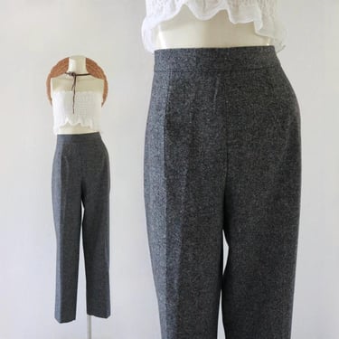 Italian charcoal wool + cashmere trousers - 30 - vintage 90s y2k size medium flat front high waist winter womens pants dark gray fall 