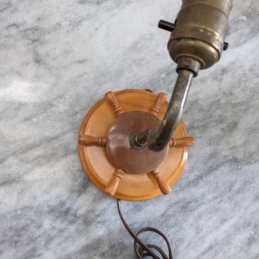 Vintage Wood and Brass Ship Wheel Wall Sconce (no shade) 