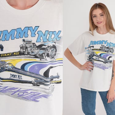 Jimmy Nix Shirt 90s Drag Racing T-Shirt Oklahoma Car Auto Race Graphic Tee Associates Racing Apparel Single Stitch Vintage 1990s Medium 