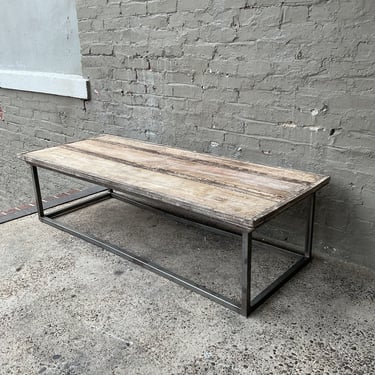 Industrial Coffee Table, Light Finish