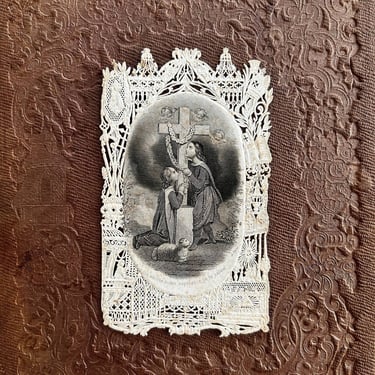 Antique French Holy Prayer Card - "O Croix sacrée, notre espérance, je te salue!" 