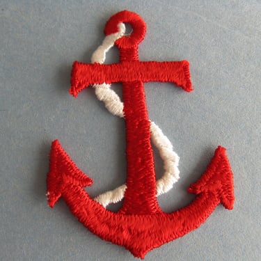 red anchor appliqué vintage nautical naval sailor military patch 