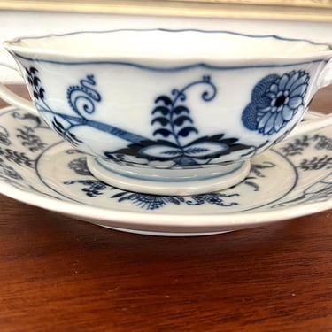 Blue Danube Handled Soup Bowl and Saucer 