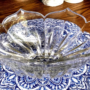 Lotus GORHAM Crystal Lead Bowl~ Oval lotus flower pointed pedals elegant Serving Bowl~ Vintage Discontinued ~ very Classic Looking~ 