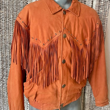 Lucchese Suede Jacket, Tons of Fringe, Native American, Western, Vintage Leather Jacket 