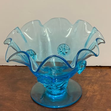 Vintage Aqua Blue Glass Dish 