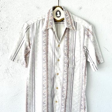 Vintage 70s Dagger Collar Disco Shirt White 1970s Butterfly Large Collar Floral Top 