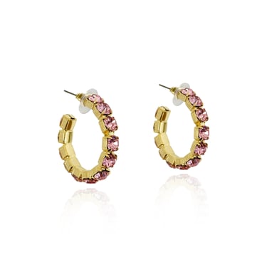 Pink Crystal Hoop Earrings