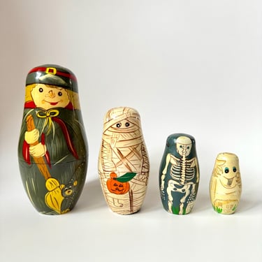 Vintage Enesco Halloween Nesting Dolls / Halloween Decor / Vintage Halloween 