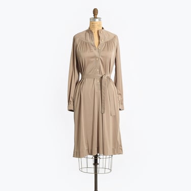 Vintage 70s taupe long sleeve dress 