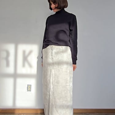 Acid Wash Leather Maxi Skirt (M)