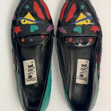Asterix Shoes, 1980s Loafers, Vintage Shoes, Heart Shoes, Rainbow Shoes, Paten Leather Shoes 