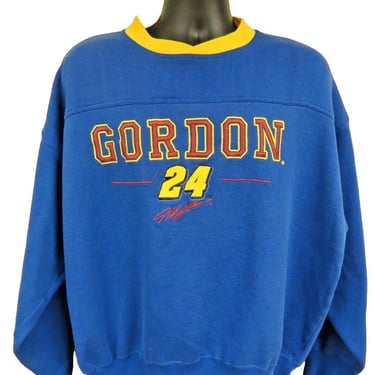 Vintage Jeff Gordon 24 Nutmeg Sweatshirt Blue W/ Yellow Neckband Size L NASCAR 