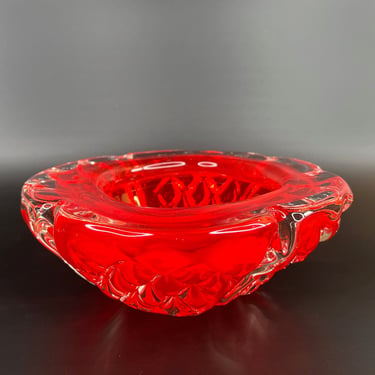 Stunning Red Murano Glass Bowl - Thick Heavy Item for Your Home Decor and Sturdy Usage 