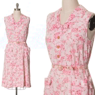 1950s vintage dress | R&K Pastel Pink Cotton Shirtwaist