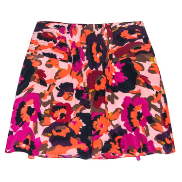 Trina Turk - Purple, Blush & Orange Abstract Floral Print Skirt Sz S
