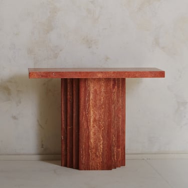 Red Travertine Console Table, Italy 20th Century - 2 Available