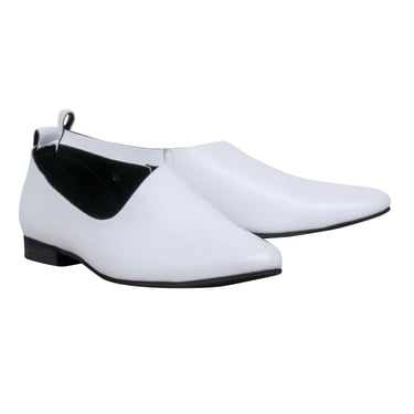 All Black - White Leather Flats Sz 6