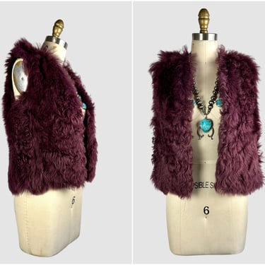 PURPLE HAZE 70s Vintage 70s Shearling Sheepskin Vest | 1970s  Sheep Fur Top | 60s 1960s Penny Lane Hippie Boho Outerwear | Size small 