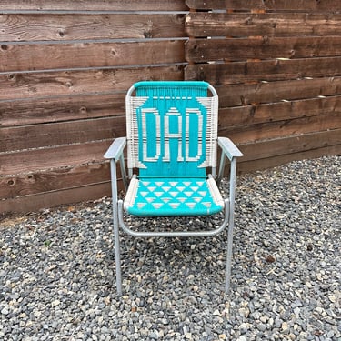 Vintage Macrame Metal Lawn Chair “Dad” 