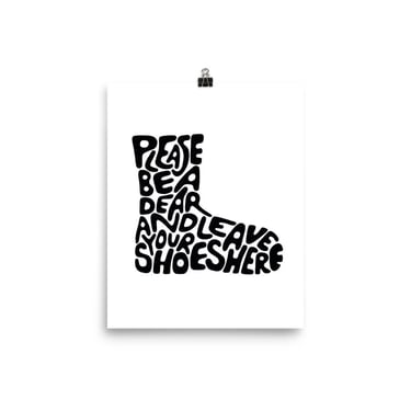 Shoes Off Sign - Black | Wall Art for Shoe-Free Home | Shoes Off Print | 8
