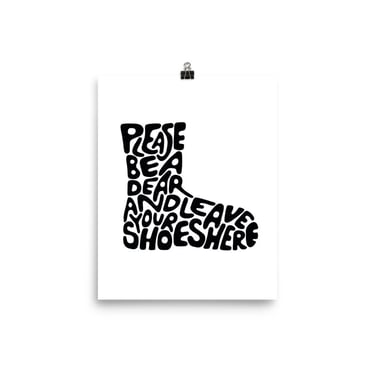 Shoes Off Sign - Black | Wall Art for Shoe-Free Home | Shoes Off Print | 8" x 10" Print 