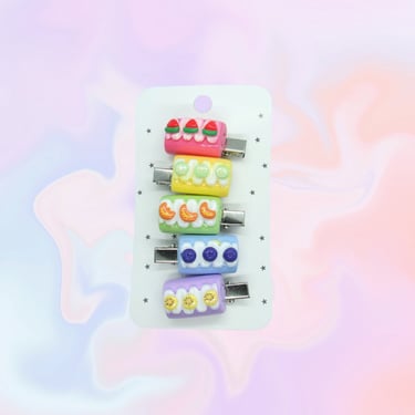 Cake Hair Clip Set Mini Pastel Cakes Sweet Rolls Kawaii Food Clips Barrettes 