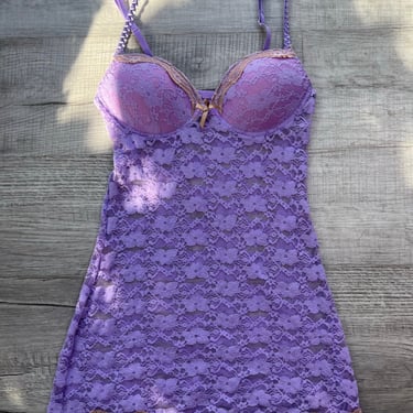 Purple Lace Negligee Babydoll Dress
