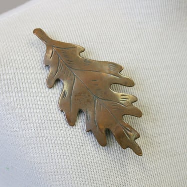 1950s Emily A. Day Large Copper Oak Leaf Brooch 