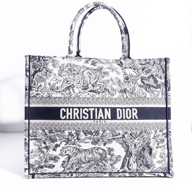 CHRISTIAN DIOR Blue &amp; White Book Tote