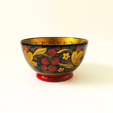 Large Russian Khokhloma Lacquerware Bowl 