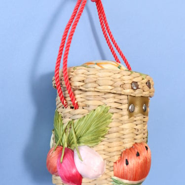 Fruity Wicker Bucket Purse