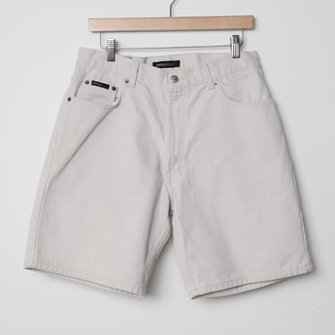 vintage 1990s y2k cream/white DENIM men's SHORTS baggy denim multi-pocket shorts -- size 32 listed 