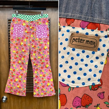 Vintage 1960’s “Peter Max” Wrangler Krazy Pop Art Denim Flare Hippie Mod Jeans Pants, 60’s Vintage Clothing 