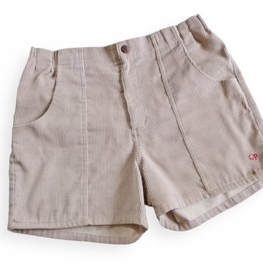 vintage OP shorts / corduroy shorts / 1990s OP Ocean Pacific tan corduroy shots elastic waist 32 