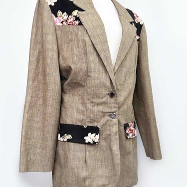 80's Contempo Casuals Floral Patchwork Blazer Jacket Vintage 1980's Madonna style Shabby Chic Suit Jacket Coat 