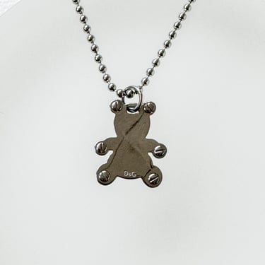Dolce & Gabbana Silver Teddy Bear Charm Necklace