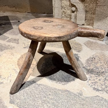 1900s French Milking Stool Rustic Farmhouse 