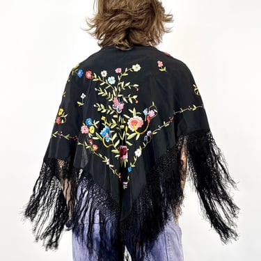Butterfly Gardens Embroidered Piano Shawl