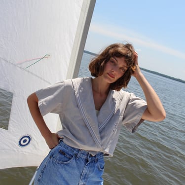 Vintage Slate Grey Sailor Blouse