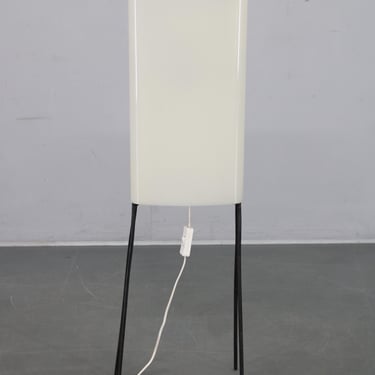 Vintage Floor Lamp Iron Legs Plastic Wood Shade Mid Century Modernist 1960s Retro Lighting US Wired Decor 