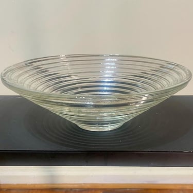 Art Deco Clear Glass Bowl - Concentric Rings - Iridescent Stacked Ribbed Design 