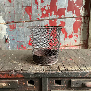 Vintage Nemco 'The Northwestern Expanded Metal Co' Industrial Garbage Can Waste Basket 