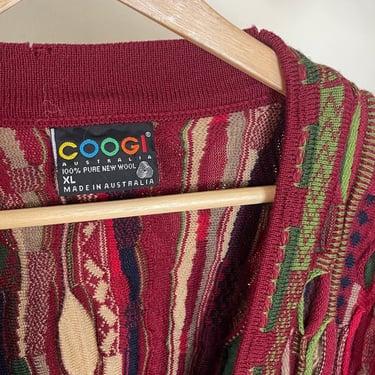 Vintage Coogi Australia Sweater Cardigan Multicolored Textured Men’s XL Unisex Women’s Oversized 