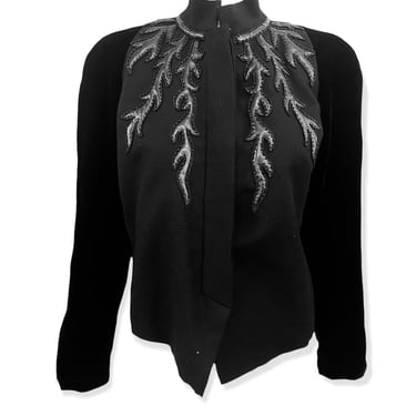 Dior 80s Haute Couture Velvet and Leather Beaded Jacket