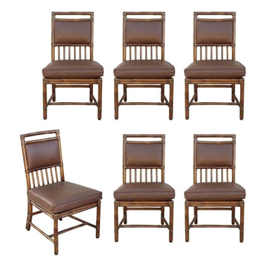 Set of 6 Authentic McGuire Rattan Dining Side Chairs Craftsman Organic Modern Hollywood Regency 