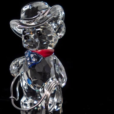 Swarovski Crystal 2007 Johnny Cowboy, Kris Bear Cowboy Figurine 883413 Mint w Box 