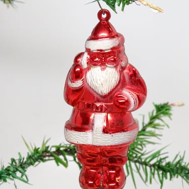 Vintage 1950's SANTA Plastic Christmas Tree Ornament, Antique Retro Decor MCM 