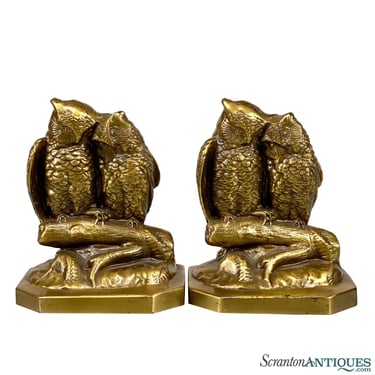 Vintage Traditional Brass Owl Library Bookends - A Pair