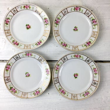 Nippon roses side plates - set of 4 - blue rising sun mark 